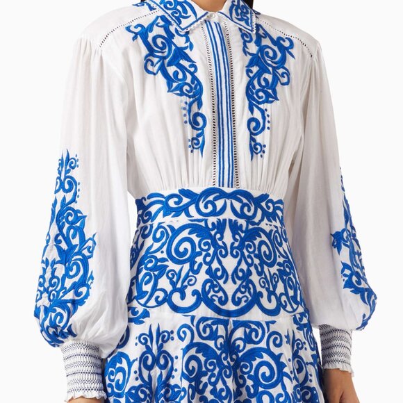 NEW Alice + Olivia Loryn Cotton Embroidered Mini Dress Size 12 #1534 - Picture 2 of 11